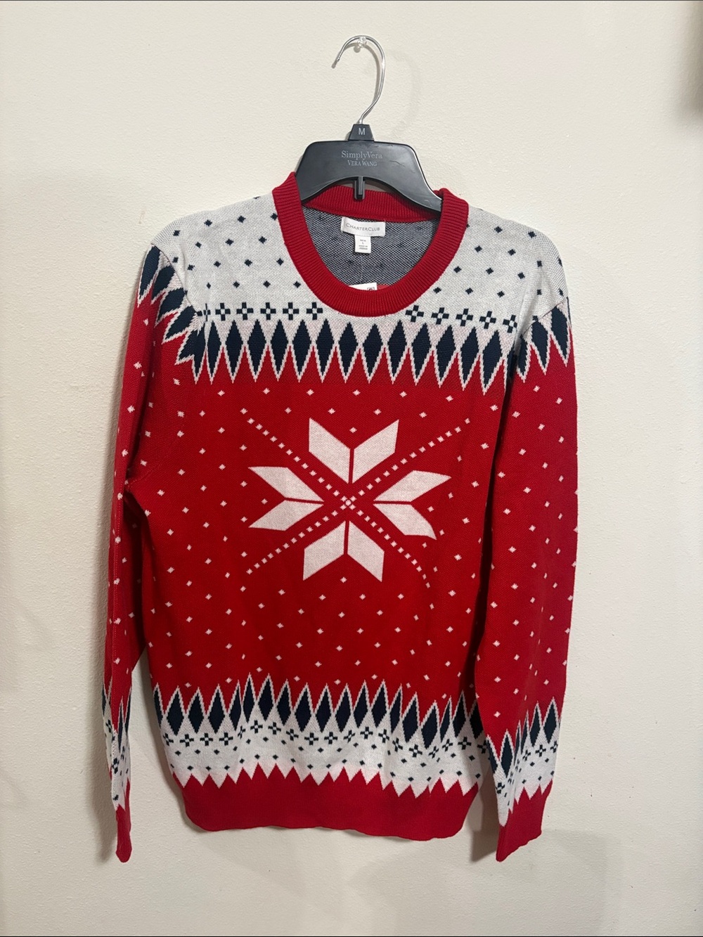 NWT Charter Club Men’s Ravishing Red Combo Christmas Sweater Size L